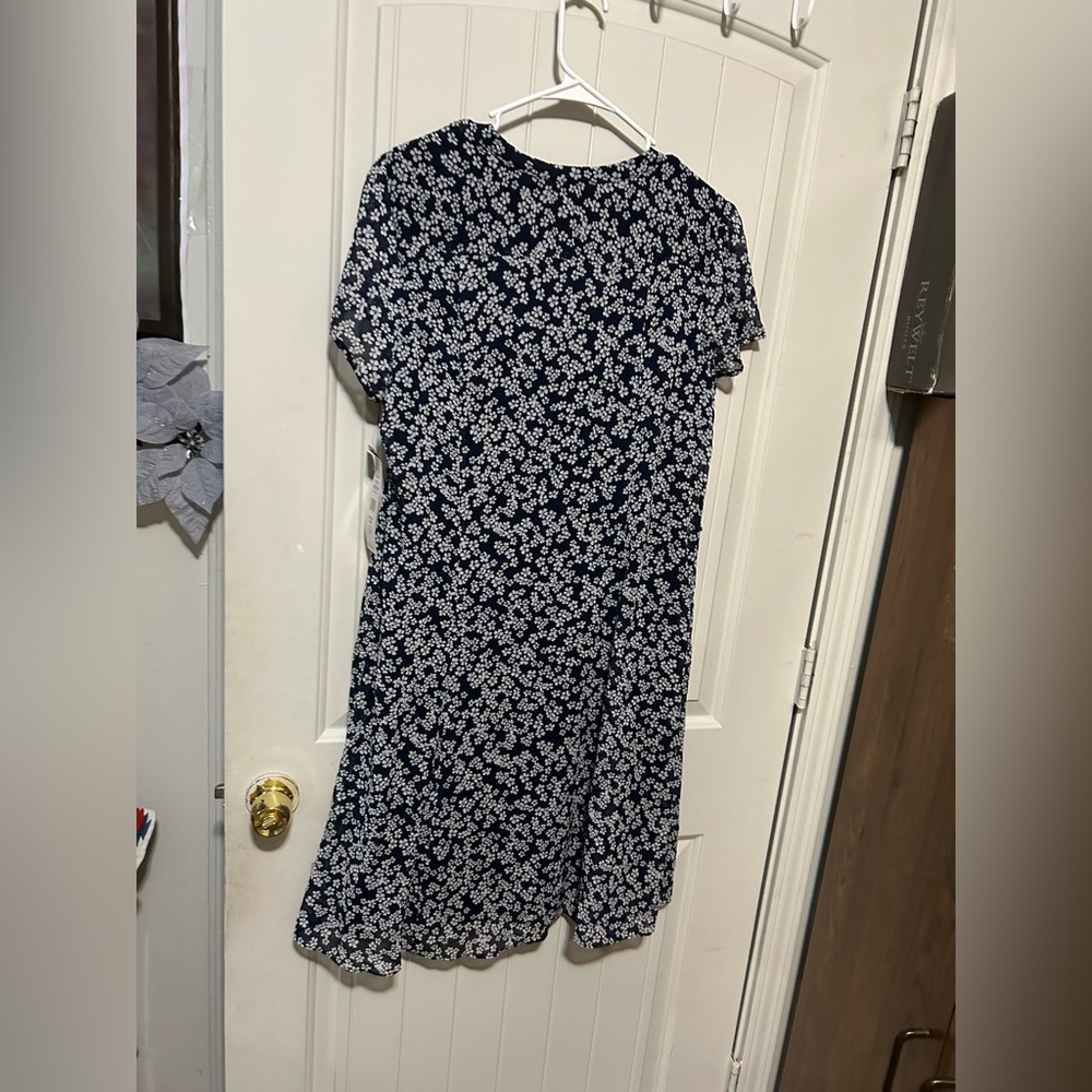MSK Navy and White Floral Midi Dress - Picture 5 of 5